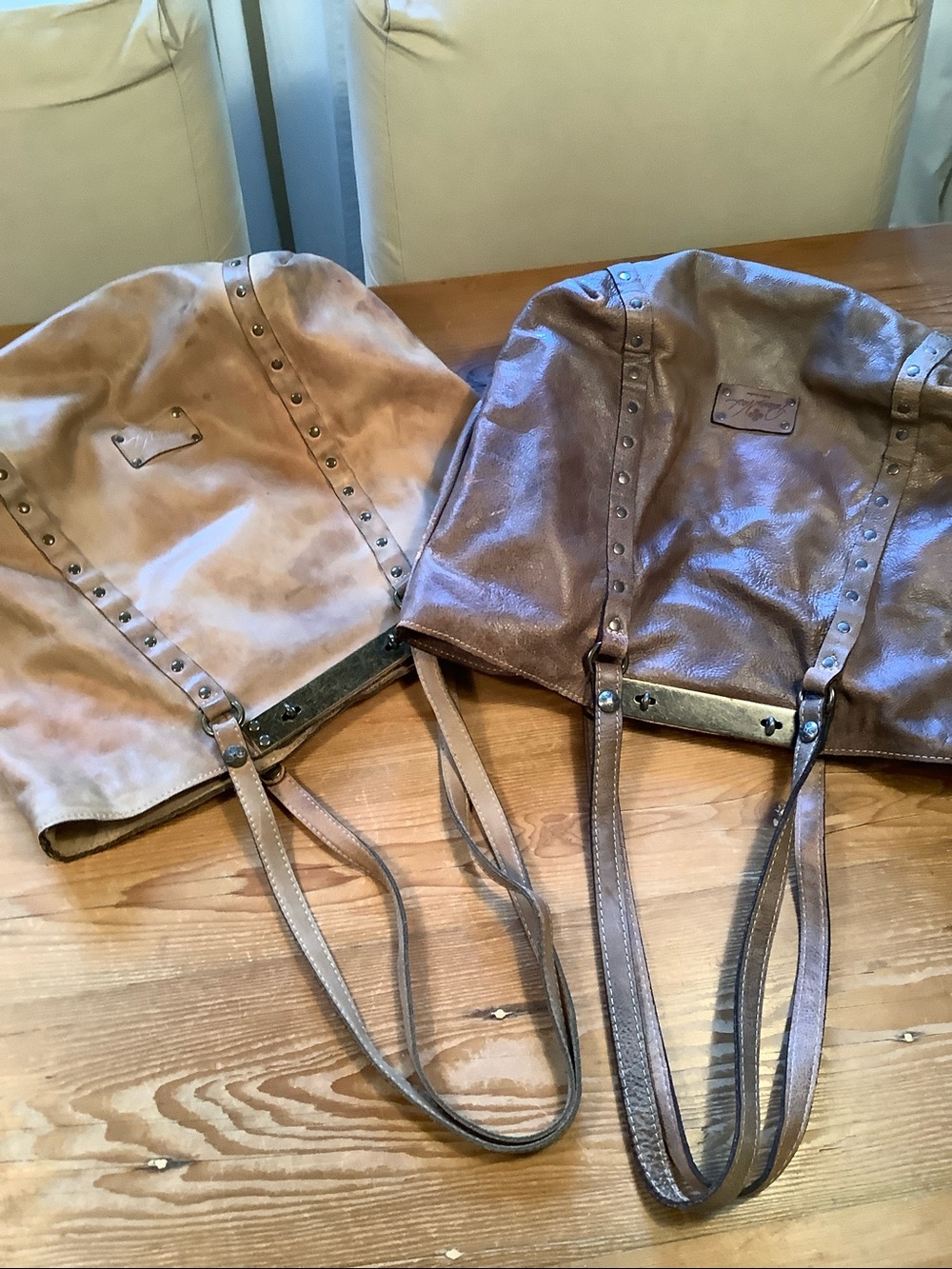 Patricia Nash Benvenuto *PROJECT* Tan & Brown Leather Tote Bags Lot - Picture 13 of 16